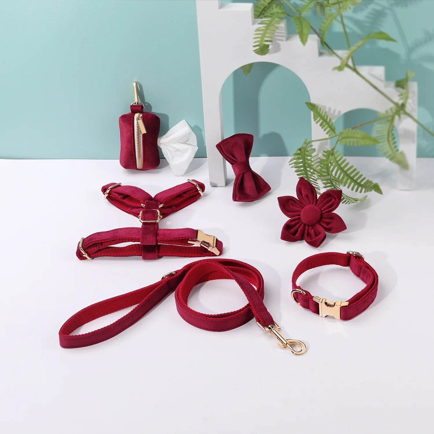 Velvet Dog Collar Set