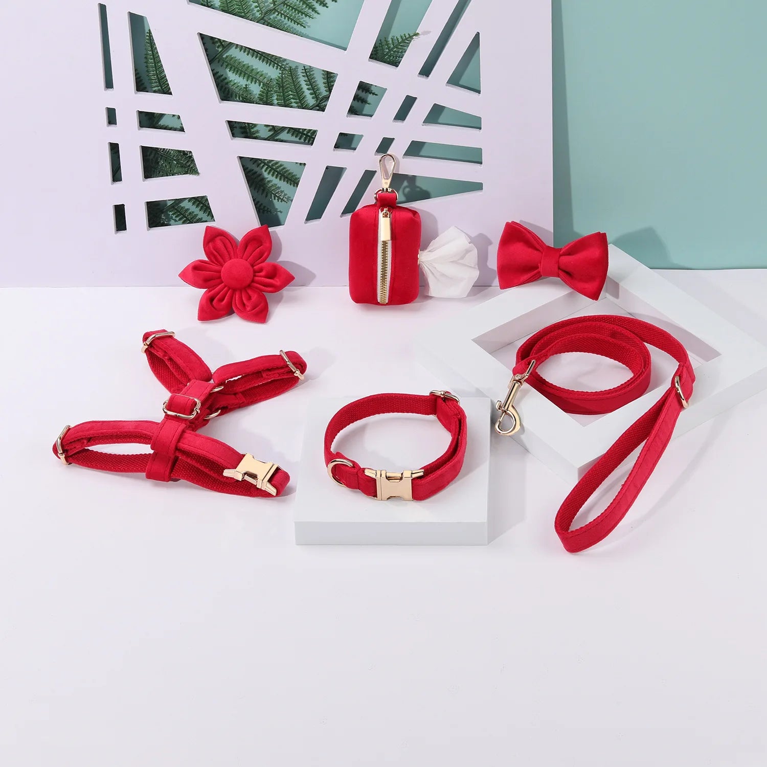 Velvet Dog Collar Set